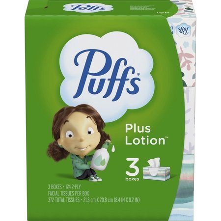 Puffs Facial Tissues, w/Lotion, 124/BX, 3BX/PK, WE 3PK PGC39363